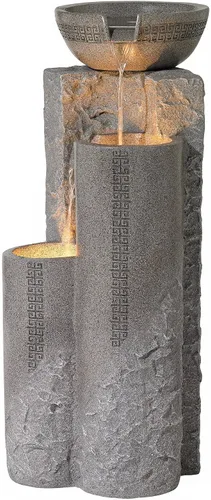 Vista 7 de Cuenco y columnas de mármol sintético, 34 1/2" de alto, fuente para interiores y exteriores Zen Decor - Característica de agua escalonada