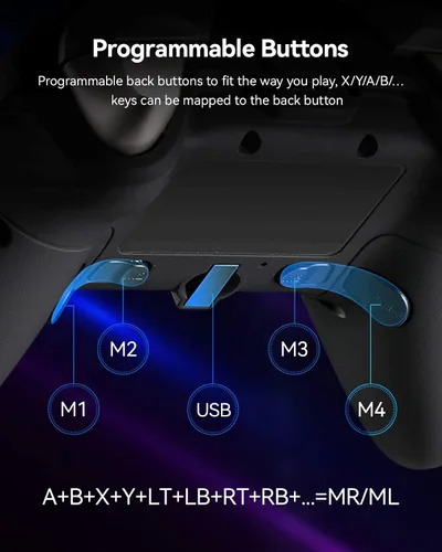 Vista 6 de DOYOKY Controlador inalámbrico para juegos controlador Bluetooth para PC Android vapor interruptor controlador de PC con retroiluminación LED