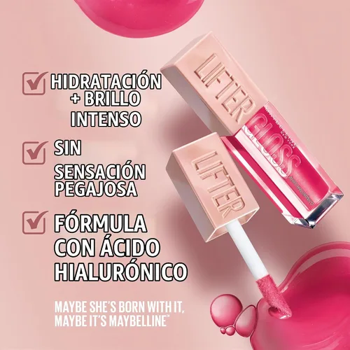 Vista 3 de Maybelline Lifter Gloss, Brillo de Labios Hidratante con Ácido Hialurónico, Alto Brillo para Labios Más Llenos, Perla, Perla Plateada Transparente