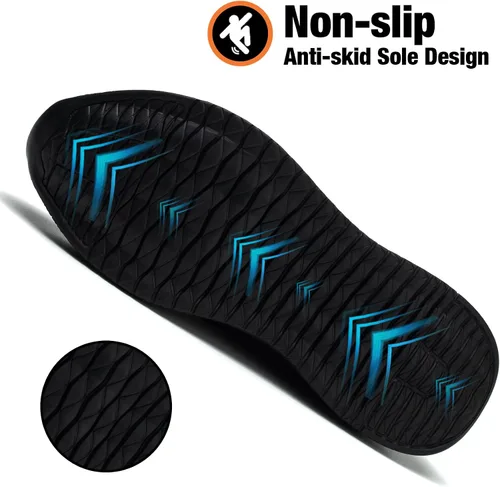 Vista 4 de Kezhiho Zapatos de trabajo con punta de acero para hombre, ligeros, cómodos, antideslizantes, a prueba de pinchazos, zapatos de seguridad