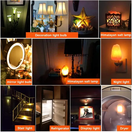 Vista 7 de LiteHistory E12 1 vatio igual 15w bombillas de luz nocturna 150lm lámpara de sal del Himalaya bombilla 2700K t22 t7 bombilla LED paquete de 2
