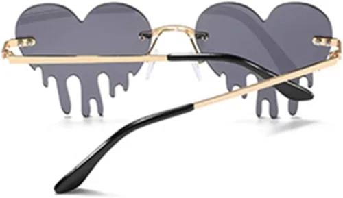 Vista 7 de OLINLIFE Flame Heart Sunglasses Trendy Flame Glasses Melting Heart Glasses for Holiday Party Women Men UV400 Protection