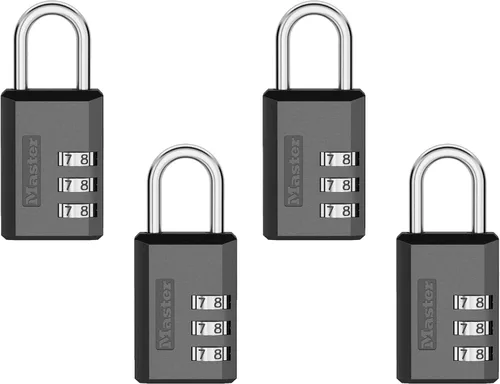 Vista 10 de Master Lock 647EC2 - Candado de combinación negra, cerradura de casillero de gimnasio para interiores con código personalizable de 3 dígitos