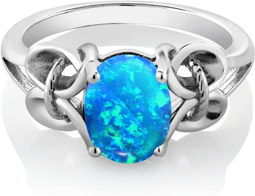 Vista 76 de Gem Stone King Anillo de compromiso ovalado con piedra natal para mujer, plata de ley 925, ovalado de 0.354 x 0.276 in, anillo de compromiso
