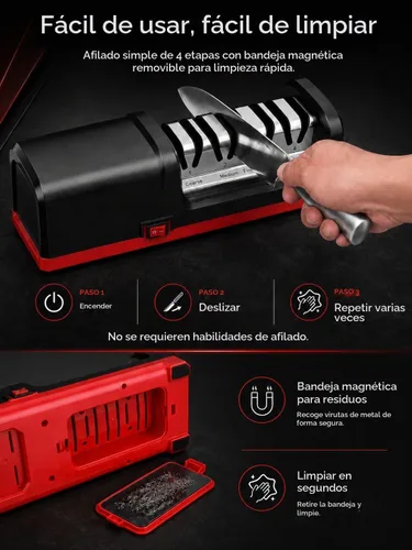 Vista 8 de Afilador de cuchillos eléctrico de 4 etapas, afilador de cuchillos resistente con ángulo de precisión de 20° para cuchillos rectos, dentados