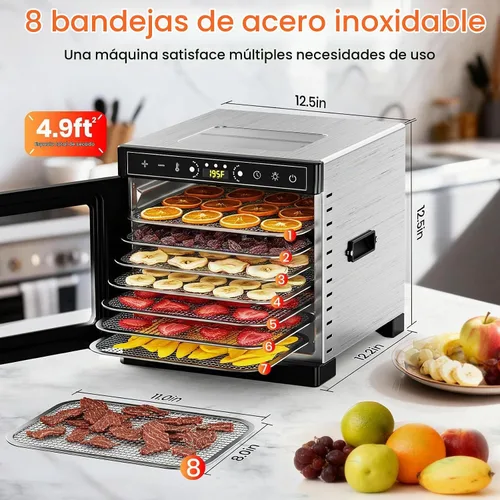Vista 6 de Deshidratador de alimentos, 8 bandejas de acero inoxidable