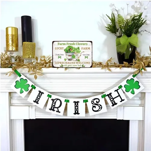 Vista 6 de Letrero de metal de hojalata – Placa de decoración de fiesta irlandesa del día de San Patricio para el hogar, cocina, jardín, porche, casa de campo