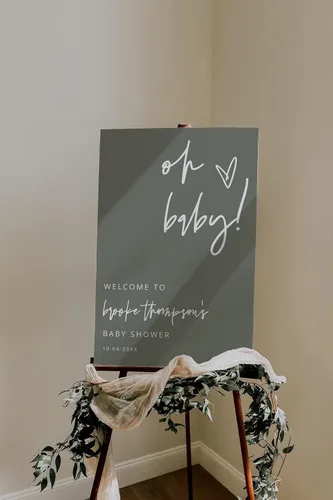 Vista 6 de Letrero personalizado para baby shower, cartel de bienvenida de elefante para baby shower, bienvenida de baby shower de elefante floral azul, Baby