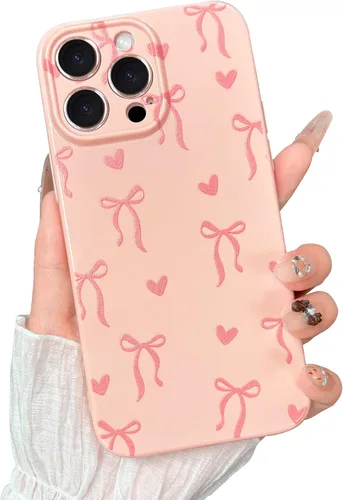 Vista 10 de Funda para iPhone 14 Pro Max, bonita funda protectora de TPU suave y delgada para iPhone 14 Pro Max, con bonito diseño de lazo y corazón, protección