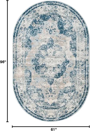 Vista 572 de Unique Loom Sofia Collection - Alfombra de área - Salle Garnier (3' 3" x 5' 3" Rectángulo, Turquesa/Azul)