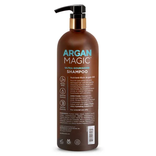 Vista 2 de Argan Magic Champú ultra nutritivo, aceite de argán y antioxidantes para nutrir y restaurar tipos de cabello dañados y sobreprocesados, sin