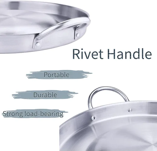 Vista 4 de ARC, CM54 Aprobación NSF de 21.25 pulgadas, resistente acero inoxidable, convexo, Comal Cazo - Utensilios de cocina, wok de estilo mexicano, gran