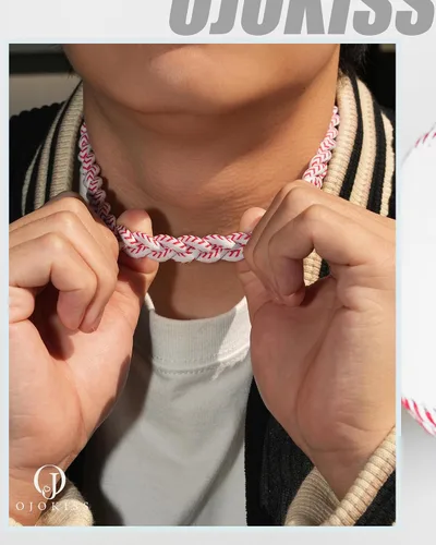 Vista 4 de Regalos de béisbol, baloncesto, fútbol, collar de béisbol, baloncesto, fútbol, cuerda trenzada de nailon para ideas de adolescentes con tarjeta