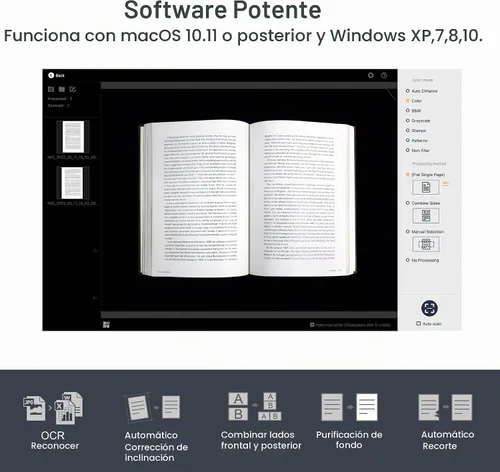 Vista 4 de CZUR Escáner profesional de documentos ET18 Pro, tecnología de aplanamiento automático y corrección de inclinación de 2ª generación, cámara HD de 18