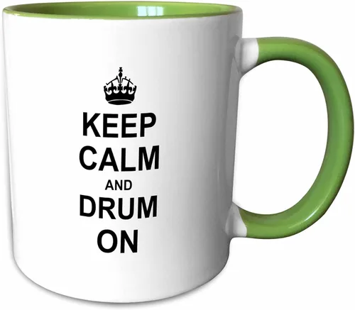 Vista 11 de 3dRose - Taza con texto en inglés "Keep Calm And Drum On", color negro