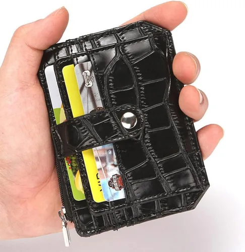 Vista 8 de Amosfun Cartera de piel sintética con diseño de cremallera, práctico monedero para tarjetas en efectivo