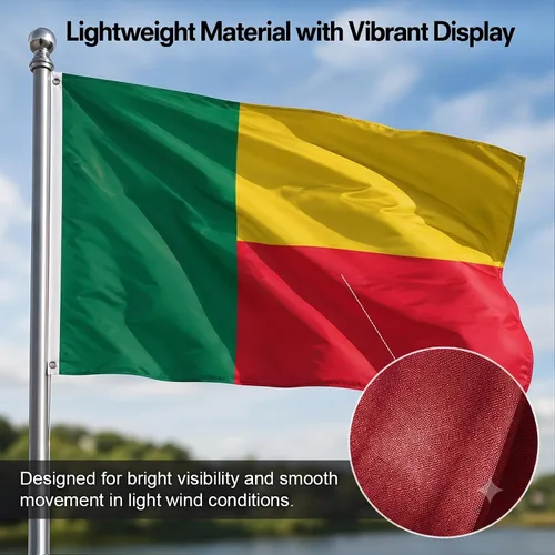 Vista 6 de DMSE - Bandera nacional beninesa beninesa de la República de África Occidental, 2 x 3 pies, 100 % poliéster, 100 % poliéster, resistente a los rayos