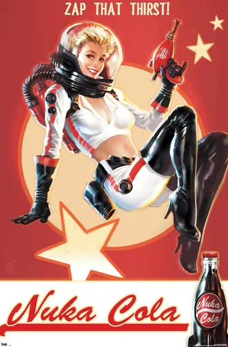 Vista 13 de Fallout 4 - Póster de pared de Nuka Cola - Zap That Thirst!, 22.4 pulgadas de largo x 14.7 pulgadas de ancho, versión enmarcada de madera de granero