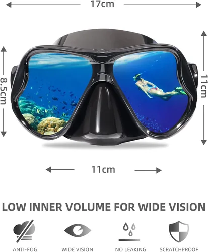 Vista 2 de Máscara de snorkel para natación Keary, máscara de buceo para adultos hombres mujeres jóvenes, gafas de natación antiniebla con vista clara de 180°