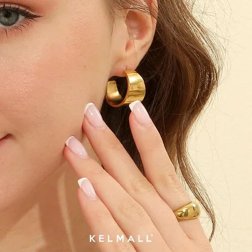 Vista 56 de KELMALL Aretes tipo argolla de oro de 14 quilates para mujer, hipoalergénicos, gruesos, redondos, no se deslustra, para orejas sensibles