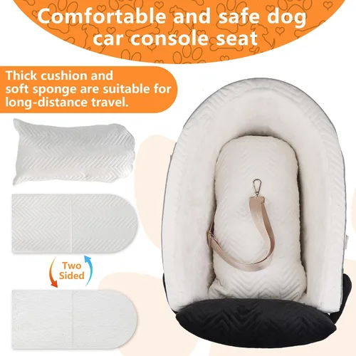 Vista 3 de Asiento de coche para perros pequeños, consola central portátil ajustable, asiento de auto para perro, asiento de auto extraíble para gatos, asiento