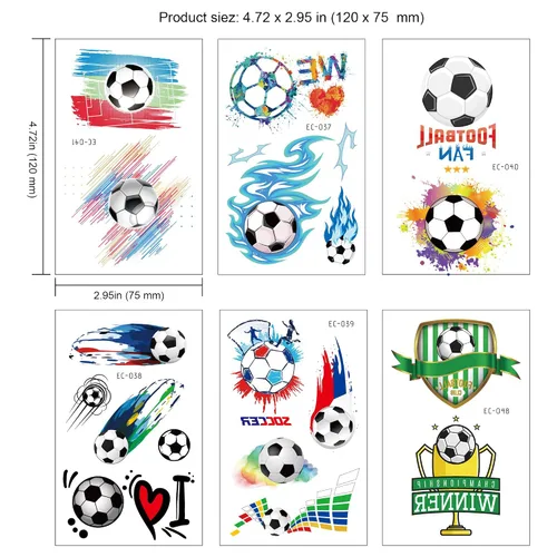 Vista 3 de Konsait Tatuajes de fútbol Tatuajes de pelota de fútbol, tatuajes de transferencia temporal, bolsa de fiesta de cumpleaños y rellenos de calcetines
