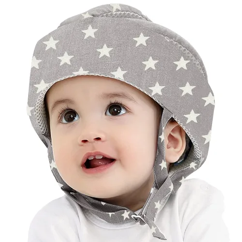 Vista 8 de Casco de bebé para niños pequeños, protector de cabeza para bebé, arnés de protección, suave y ajustable, protector de cabeza (azul)