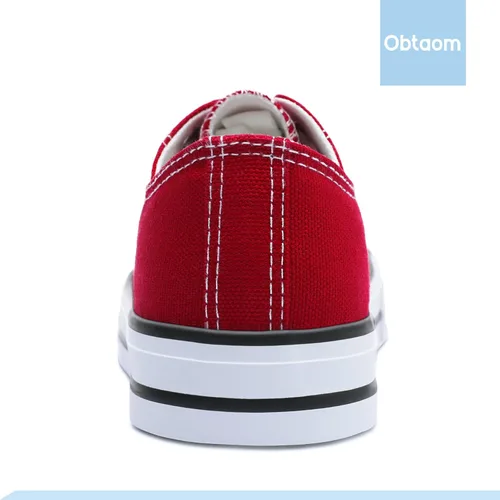 Vista 7 de Obtaom - Tenis de lona modernos con diseño de caña baja y de calce fácil para mujeres