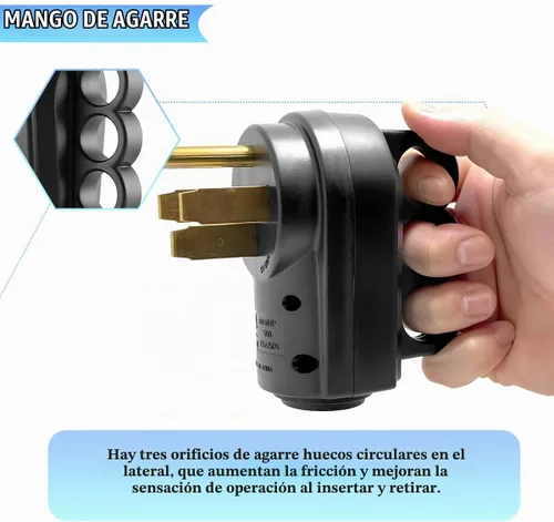 Vista 4 de HZEL Enchufe de repuesto macho para autocaravana, 50 amperios, 125/250 voltios, conector de alimentación eléctrica de caravana resistente con mango