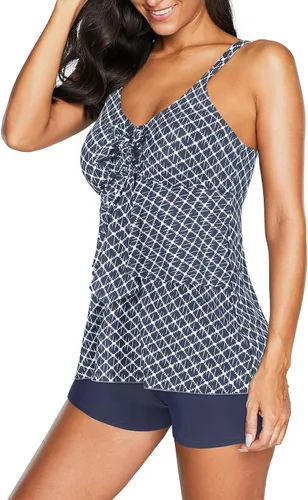 Vista 4 de American Trends Trajes de baño de dos piezas para mujer, tankini de talla grande, con control de abdomen