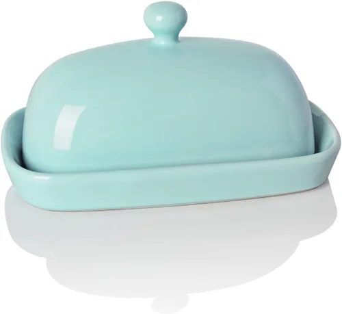 Vista 10 de Sweejar Mantequillera de cerámica con tapa para encimera, recipiente para mantequilla de porcelana con mango de perilla, recipiente para mantequilla