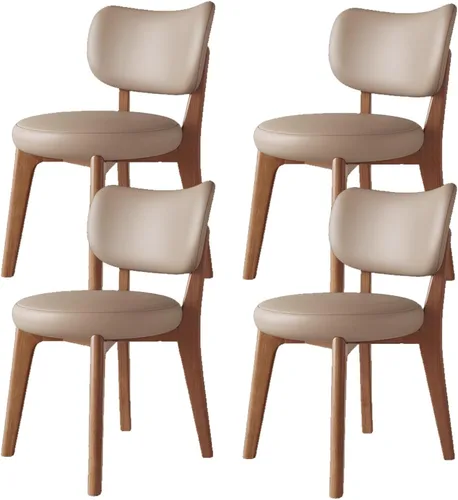 Vista 26 de Juego de sillas de comedor de madera de 1/2/4, sillas de cocina con respaldo curvo, silla de vestíbulo, silla de comedor tapizada, silla de comedor