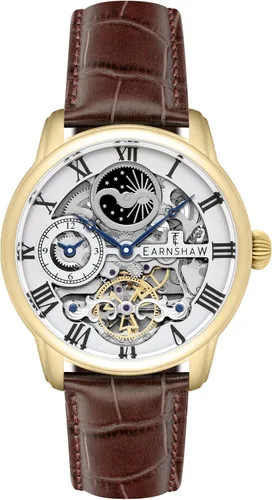 Vista 16 de Thomas Earnshaw Reloj automático de esqueleto de doble tiempo para hombre de 1.732 in con pulsera de acero inoxidable sólido ES-8006
