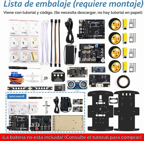 Vista 2 de Freenove Kit de coche 4WD con control remoto (compatible con Arduino IDE), seguimiento de línea, evitación de obstáculos, aplicación de control