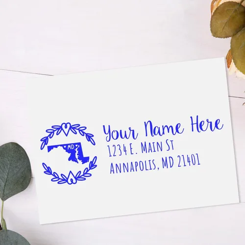 Vista 70 de State of Alabama Wreath Duo Hand Address Stamp - Personalized Rubber Stamp Montaje manual Duo