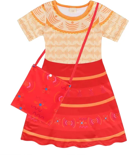 Vista 3 de HenzWorld Vestido Mirabel para niñas disfraz de la familia Madrigal disfraz de Isabella para fiesta de cumpleaños ropa de regalo