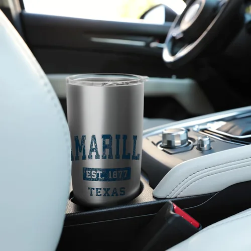 Vista 6 de Amarillo Texas TX - Vaso aislado de acero inoxidable con estampado de color azul marino