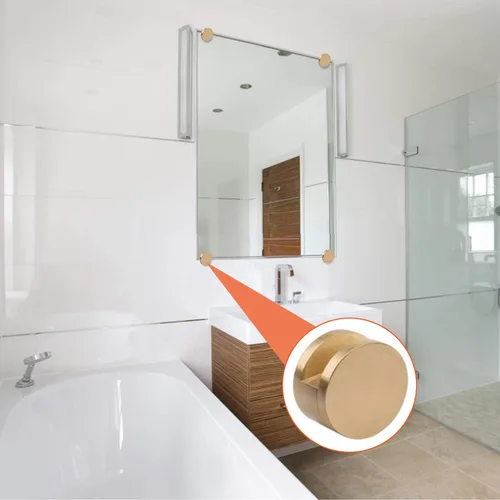 Vista 6 de AWEN Clips para Espejo de Vidrio Grueso de 5-11mm, Abrazaderas de Vidrio para Espejo Montado en Pared, Colgador de Espejo Dorado de Cobre Puro