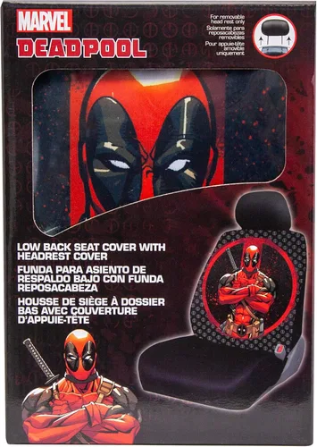 Vista 2 de Plasticolor 008669R01 Deadpool Repeater de Marvel Funda de asiento de espalda baja universal para coche, camioneta o SUV
