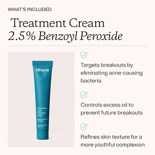 Vista 5 de MDacne Kit de Tratamiento Facial para Acné en 3 Pasos, Crema de Peróxido de Benzoilo 2.5%, Limpiador de Ácido Salicílico, Hidratante de Niacinamida