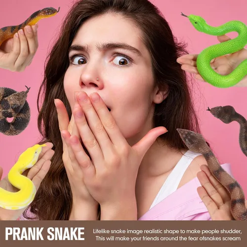 Vista 2 de 6 piezas de broma de serpientes falsas, serpiente de goma suave realista para mantener alejados a los pájaros, figura de animal falso realista