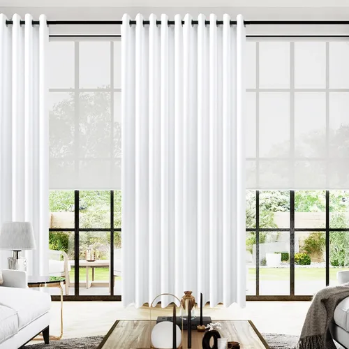 Vista 212 de KOUFALL Cortinas de Baño Aqua para Ventana, Juego de 2 Paneles Decoración Costera Cortinas Cortas Opacas para Ventana Pequeña de Cocina Puerta
