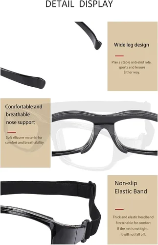 Vista 6 de SooGree Gafas Deportivas de Squash y Racquetball, Gafas de Baloncesto, Correa Ajustable, Resistente al Impacto