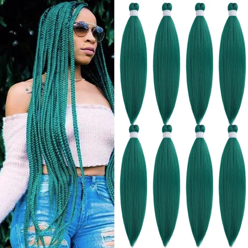 Vista 25 de Pelo trenzado corto 1B negro preestirado Extensiones de pelo trenzado para niños para trenzas de caja sin nudos, pelo trenzado preestirado de 16