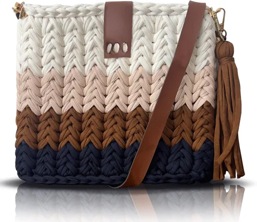 Vista 4 de CHQEL Bolso de noche tipo clutch para mujer, bolso de fiesta de boda hecho a mano con crochet, pequeño bolso cruzado formal con solapa para la noche
