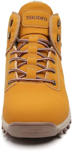 Vista 3 de TSIODFO Moda Hombres Botas Invierno Impermeable Al Aire Libre Senderismo Zapatos Cuero Negro