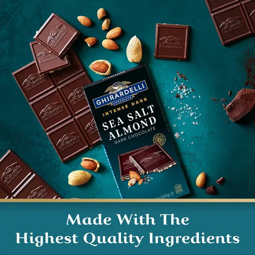 Vista 5 de GHIRARDELLI Barra de chocolate negro intenso, sal marina y almendras, barra de 3.5 onzas