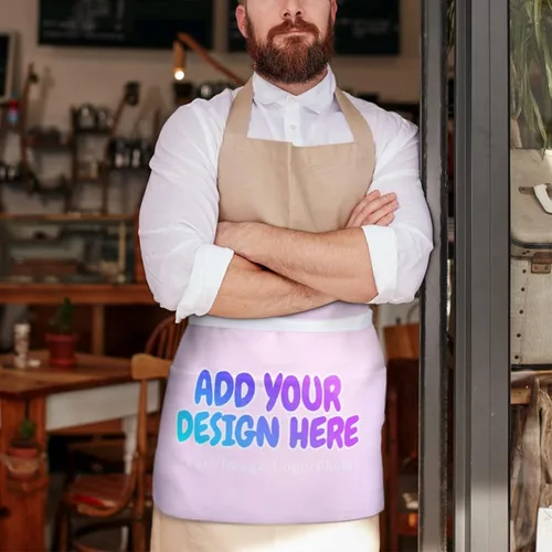 Vista 269 de AXKEUDO Delantal personalizado con bolsillos, delantales de cintura para camarera para cocinar en casa, restaurante, servir trabajo