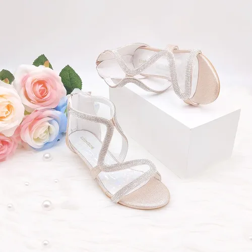 Vista 5 de Eiimieor Zapatos de tacón alto para niñas, zapatos de vestir para fiesta de boda, sandalias de tacón alto para niñas pequeñas y grandes