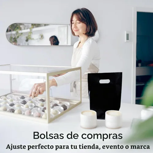 Vista 4 de Choice Marts 100 bolsas de plástico negras con asas 9x12 bolsas de Negro